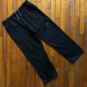 Vintage‎ Y2K Nike Therma-Fit Wide Leg Fleece Sweatpants Men Medium Black Silver.